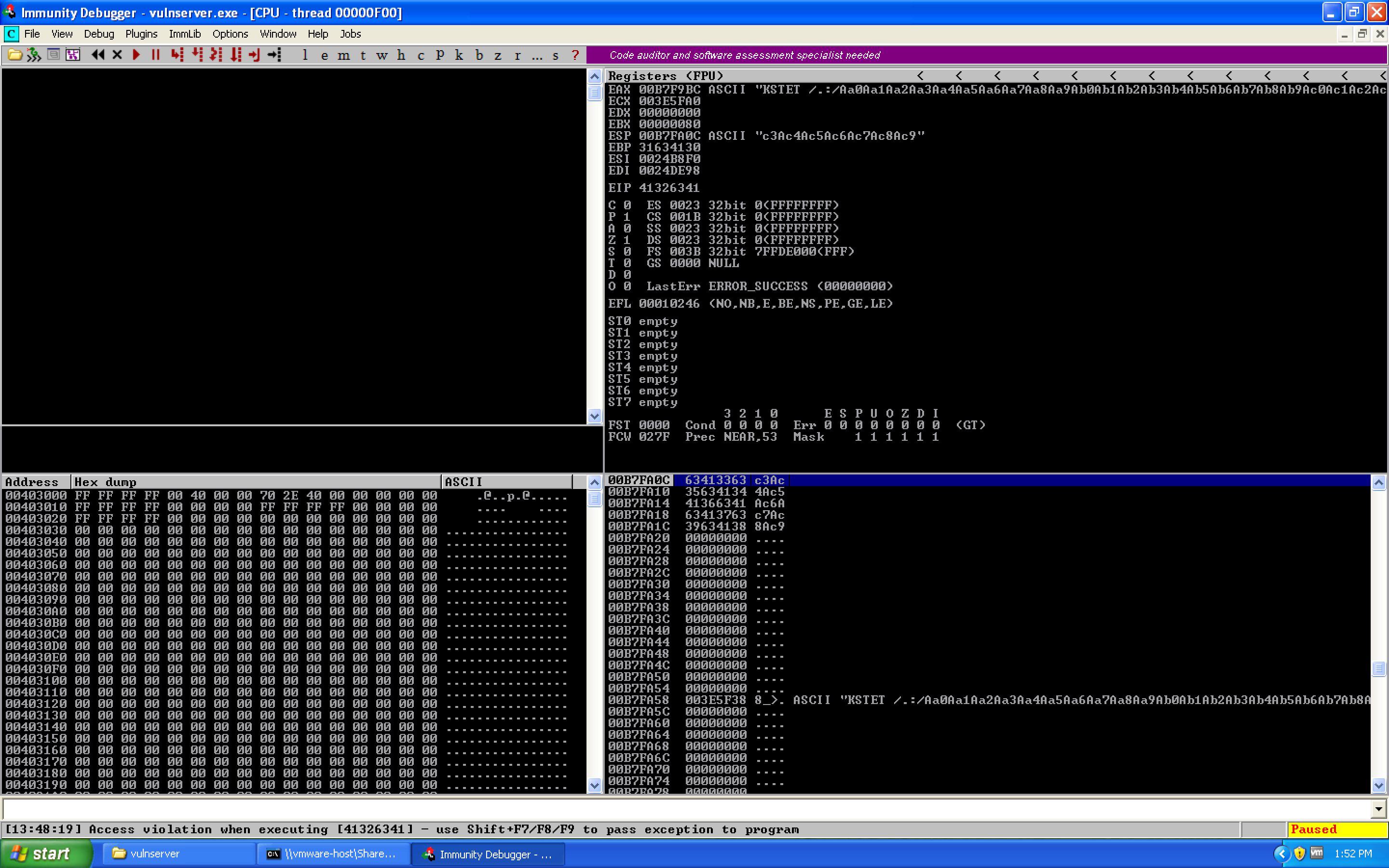 Pattern create crash